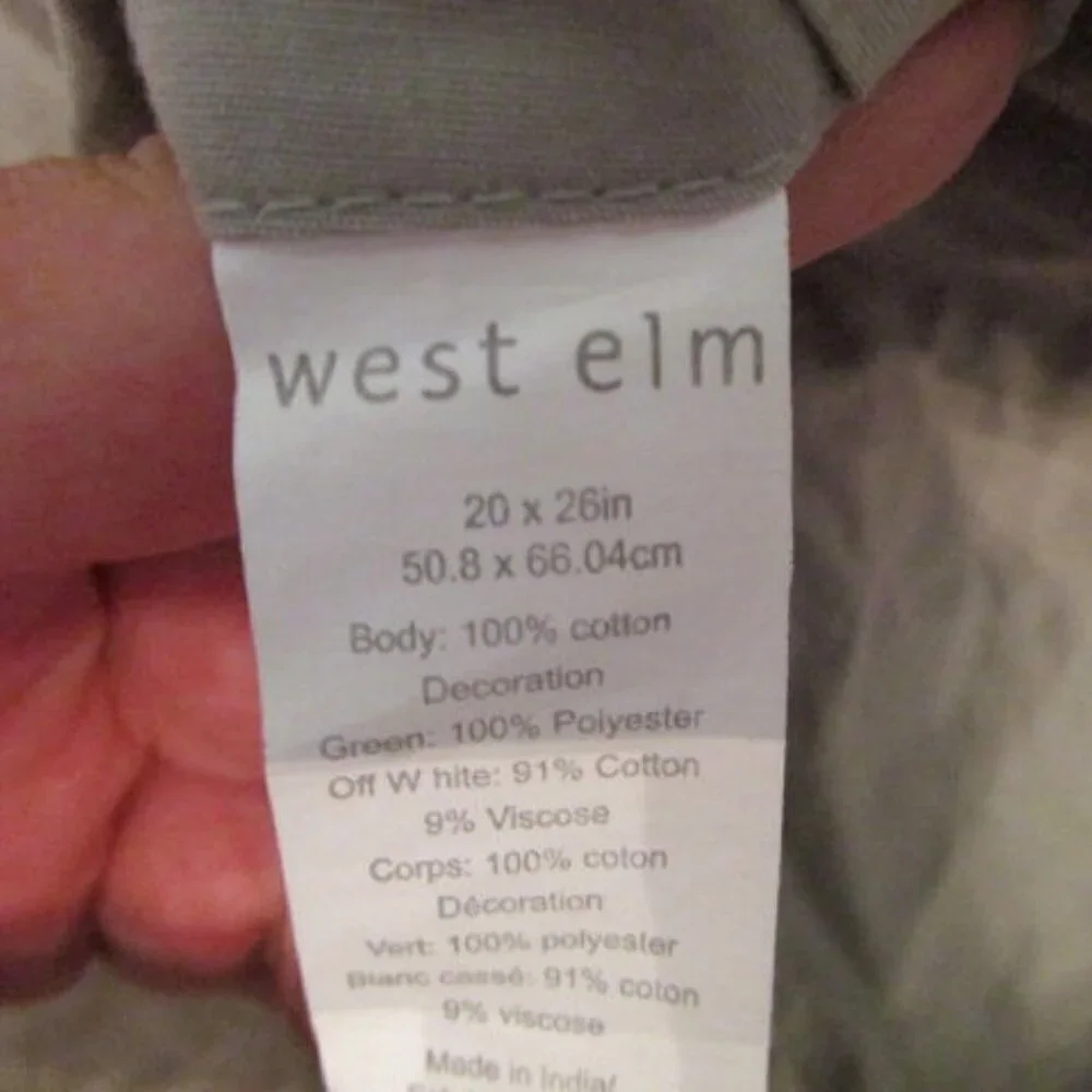 West Elm Embroidered Quilted Pillow Shams Cotton Textured Chevron Standard 2 Pc